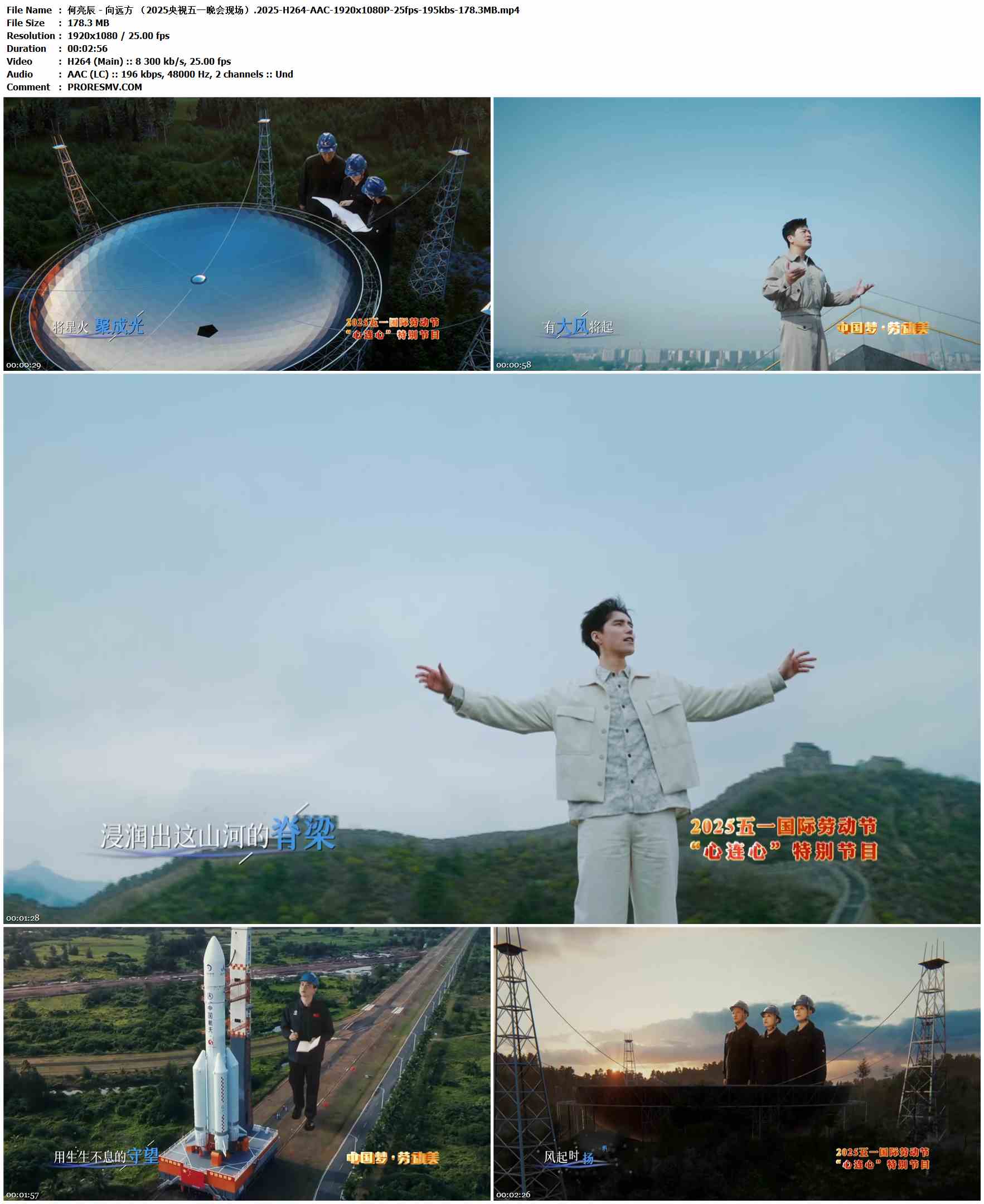 何亮辰 - 向远方 （2025央视五一晚会现场）.2025-H264-AAC-1920x1080P-25fps-195kbs-178.3MB官方MV_高清MV